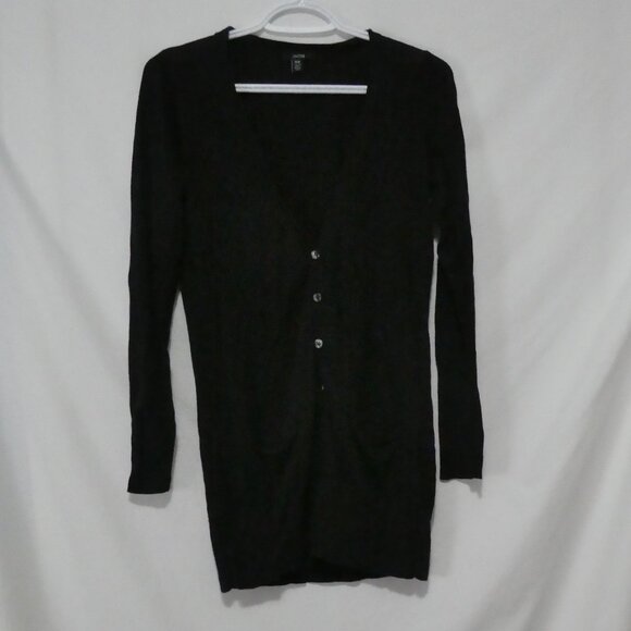 JACOB | medium | Lightweight Black Long Sleeve V-Neck Button-Up Cardigan - Picture 1 of 14